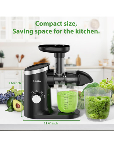 Extractor de Jugo Horizontal Aeitto Clásico 600ml Negro