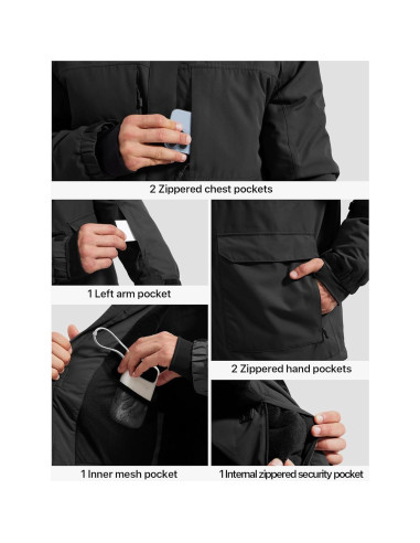 Chaqueta de Esquí Impermeable Free Soldier para Hombres - Forrada