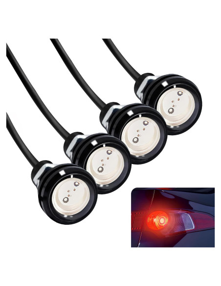 4 Piezas Luz Ojo de Águila LED JRQLOV 23mm Rojo 2.5W DC12V