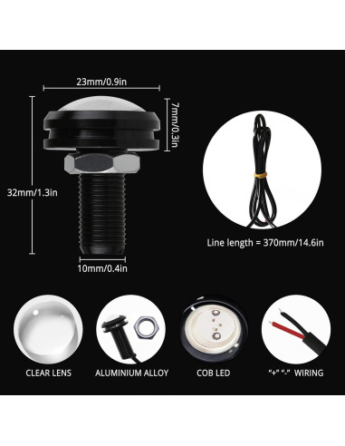 4 Piezas Luz Ojo de Águila LED JRQLOV 23mm Rojo 2.5W DC12V