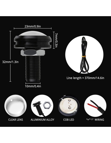 4 Piezas Luz Ojo de Águila LED JRQLOV 23mm Rojo 2.5W DC12V