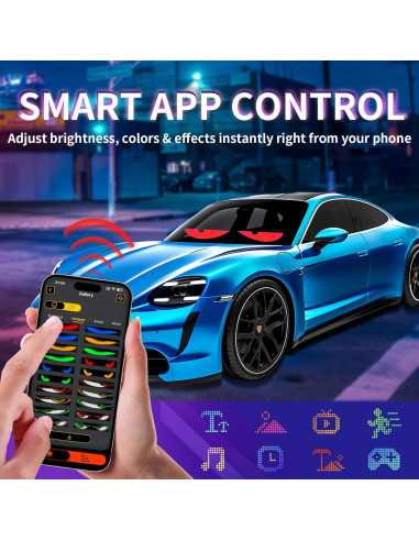 Ojos LED Diabólicos RAOZBE 15x4" Programables para Coche