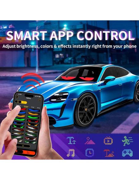 Ojos LED Diabólicos RAOZBE 15x4" Programables para Coche