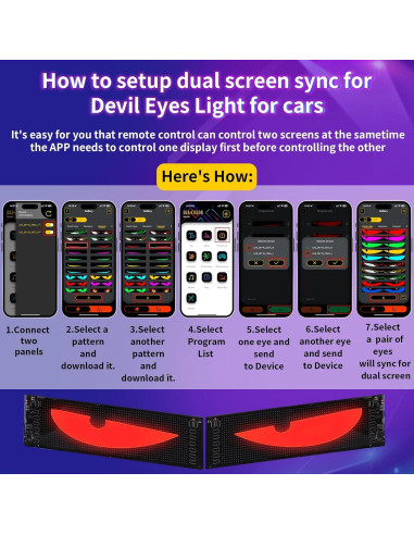 Ojos LED Diabólicos RAOZBE 15x4" Programables para Coche