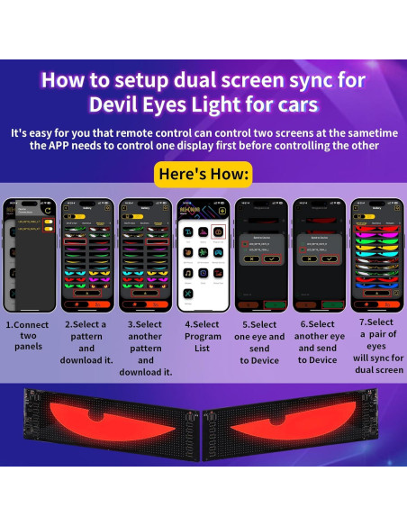 Ojos LED Diabólicos RAOZBE 15x4" Programables para Coche