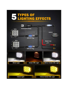 Luces LED Auxbeam 7 Pulgadas 228W DRL Ámbar para Camiones 2