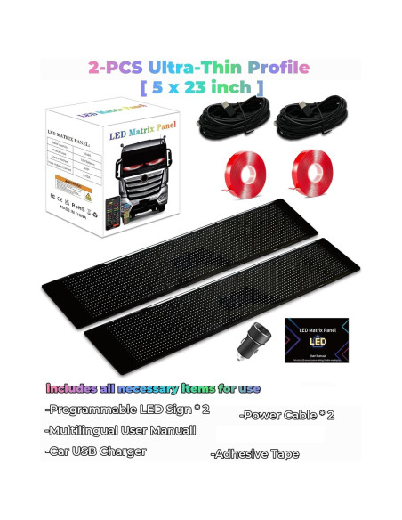 Ojos LED Dinámicos Programables YOUBISON 5x23" para Autos