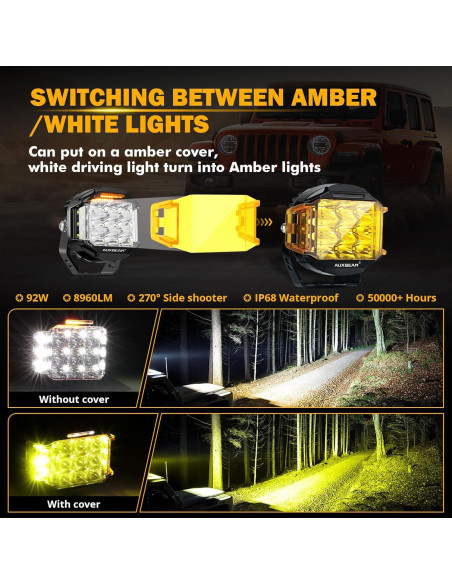 Luz Pod LED Auxbeam 5" 168W DRL Ámbar IP68 16440LM