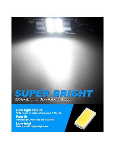 Bombillas LED Festoon Yorkim 31mm 12V Blancas Paquete de 2