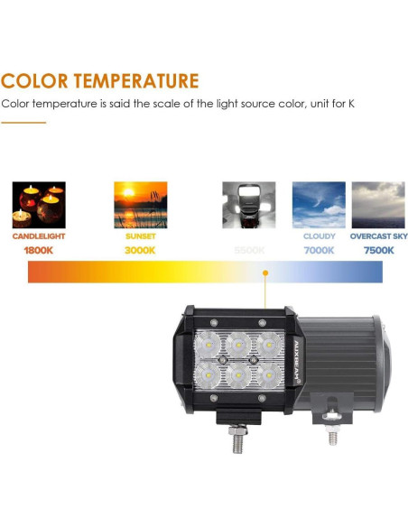Barra de luz LED Auxbeam 4" 18W 1800lm IP67 - Paquete de 2