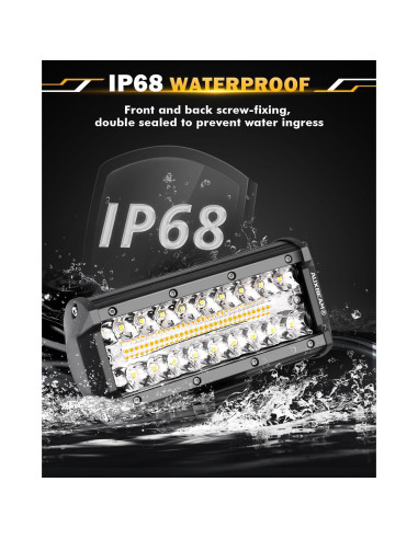 Barra de Luz LED Auxbeam 7 Pulgadas 300W 6 Modos Estroboscópicos