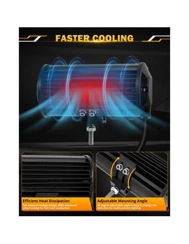 Barra de Luz LED Auxbeam 7 Pulgadas 300W 6 Modos Estroboscópicos