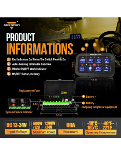 Panel de Control Táctil Auxbeam BA80 8 Gang LED 12V 600W 2