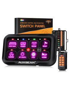 Panel de Interruptores Auxbeam RC800 8 Gang Inalámbrico RGB 12V/24V