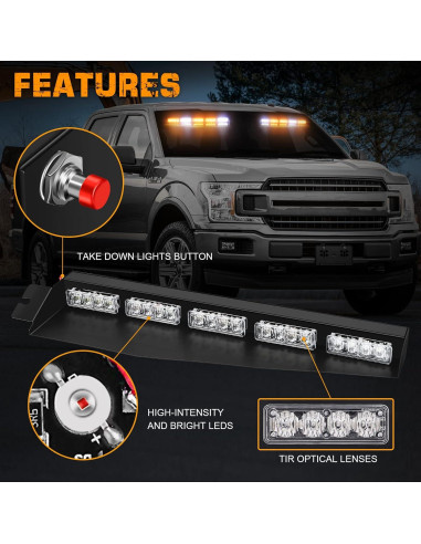 Luces Estroboscópicas de Emergencia XRIDONSEN 40 LED Ámbar/Blanco