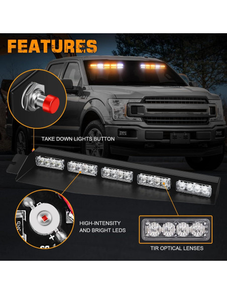 Luces Estroboscópicas de Emergencia XRIDONSEN 40 LED Ámbar/Blanco