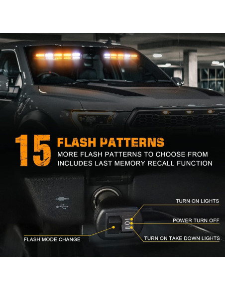 Luces Estroboscópicas de Emergencia XRIDONSEN 40 LED Ámbar/Blanco