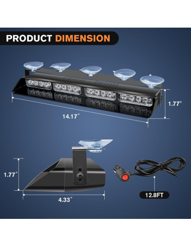 Luces Strobe de Emergencia Nilight 32 LEDs Verde y Blanco