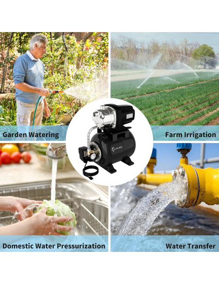 Bomba de Pozo Superficial Lanchez 1.6HP con Tanque 18.93L