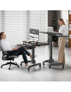 Escritorio Rodante de Pie PEGZONE Ajustable 80x70cm Negro 2