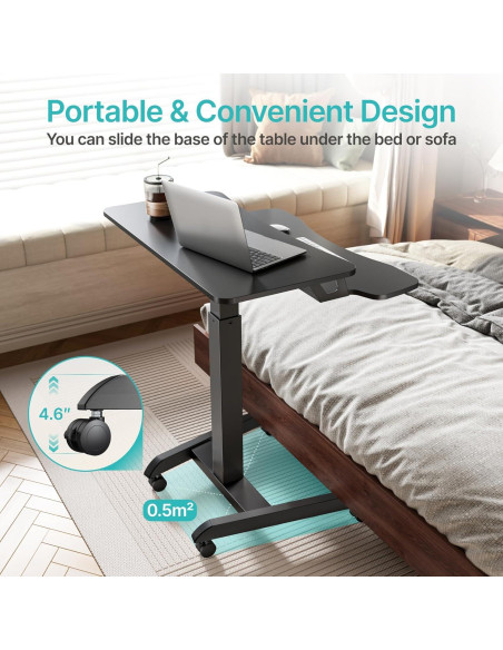 Escritorio Rodante de Pie PEGZONE Ajustable 80x70cm Negro