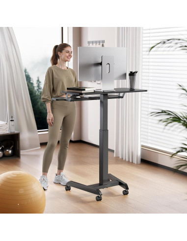 Escritorio Rodante de Pie PEGZONE Ajustable 80x70cm Negro