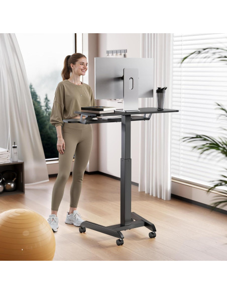 Escritorio Rodante de Pie PEGZONE Ajustable 80x70cm Negro