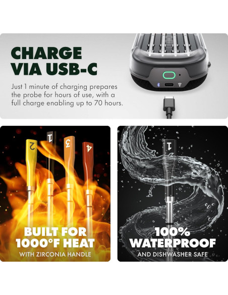 Termómetro de Carne Inalámbrico CHEF iQ CQ60 - 4 Sondas