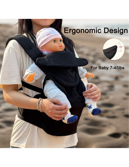 Portabebés ergonómico Kinzino 6 en 1 para 3.2-20.4 kg