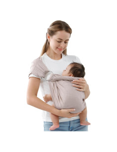 Portabebés de Anillo Doble Vrbabies Algodón Lino Gris Claro