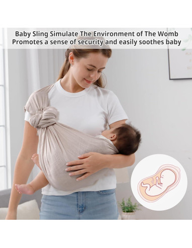 Portabebés de Anillo Doble Vrbabies Algodón Lino Gris Claro