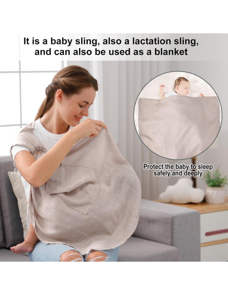 Portabebés de Anillo Doble Vrbabies Algodón Lino Gris Claro