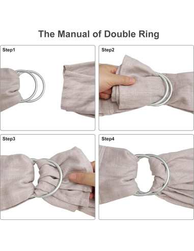 Portabebés de Anillo Doble Vrbabies Algodón Lino Gris Claro