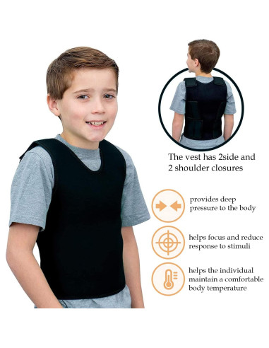 Chaleco de Compresión Sensorial TOPARCHERY Mediano Negro