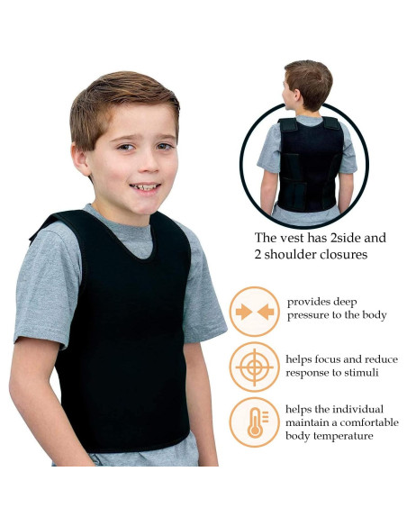 Chaleco de Compresión Sensorial TOPARCHERY Mediano Negro