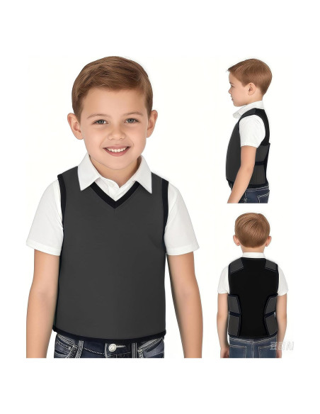 Chaleco de Compresión Sensorial Ajustable para Niños - Neopreno Negro