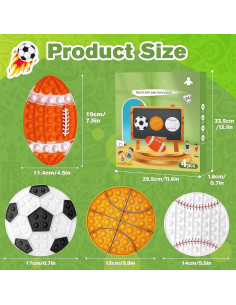 Set de Juguetes Antiestrés QETRABONE - Fútbol, Baloncesto, Béisbol, Rugby 2
