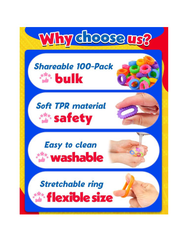 KLT Juguetes Antiestrés 100pcs Anillos Sensoriales para Niños