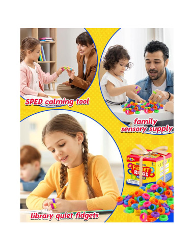 KLT Juguetes Antiestrés 100pcs Anillos Sensoriales para Niños