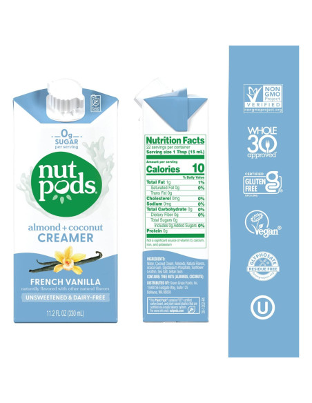 Crema de Café Sin Azúcar Nutpods Vainilla Francesa 4x11.2oz