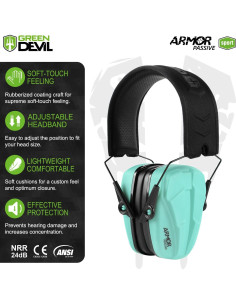 Orejeras Pasivas GREEN DEVIL Protección Auditiva Tiro Azul 2