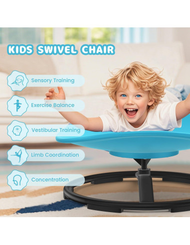 Silla Giratoria Sensorial PURUYE para Niños Azul - 100 kg