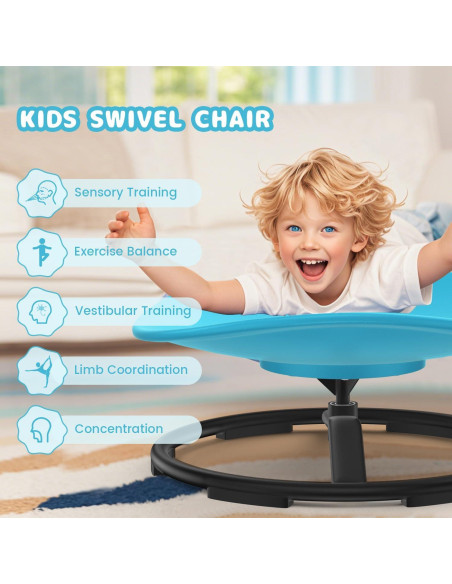 Silla Giratoria Sensorial PURUYE para Niños Azul - 100 kg