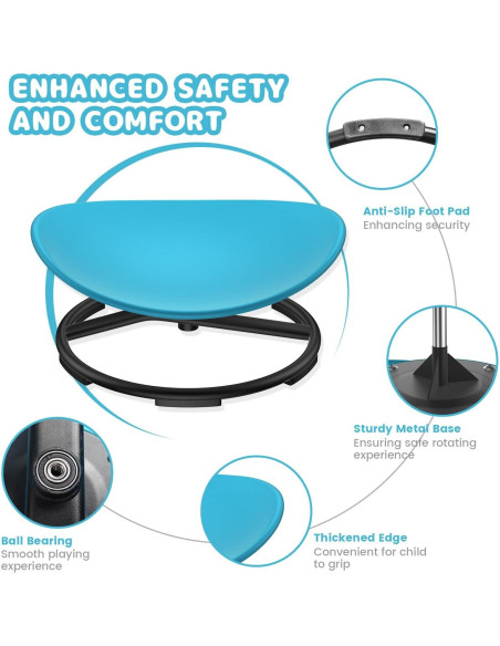 Silla Giratoria Sensorial PURUYE para Niños Azul - 100 kg