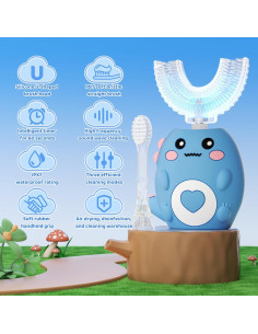 Cepillo de dientes eléctrico para niños U-Shaped Dino IPX7 2