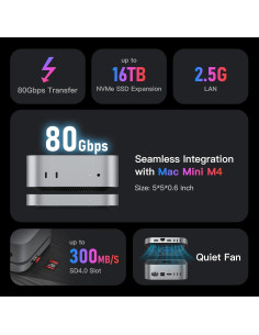 Dock Beelink EX Mate Mini-A para Mac Mini M4, 80Gbps, 2 SSD M.2 2