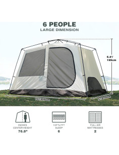 Carpa REDCAMP para 6 Personas Impermeable y Ventilada 2