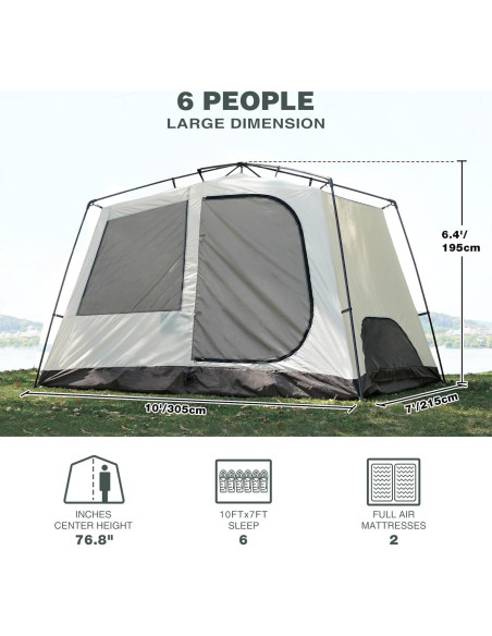 Carpa REDCAMP para 6 Personas Impermeable y Ventilada