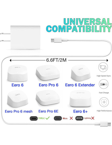 Adaptador de 27W Tipo C Rahhaze para Enrutadores eero