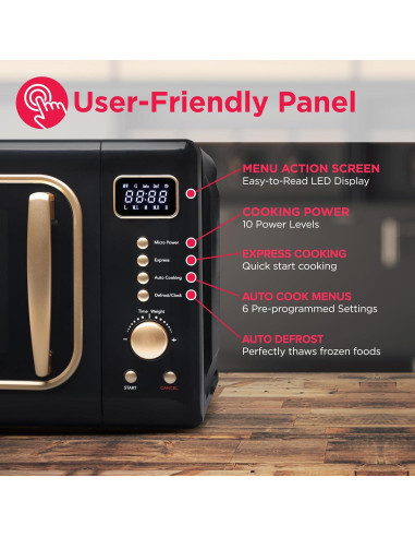 Microondas Retro Frigidaire EMW788 19.8L 900W Negro-Dorado